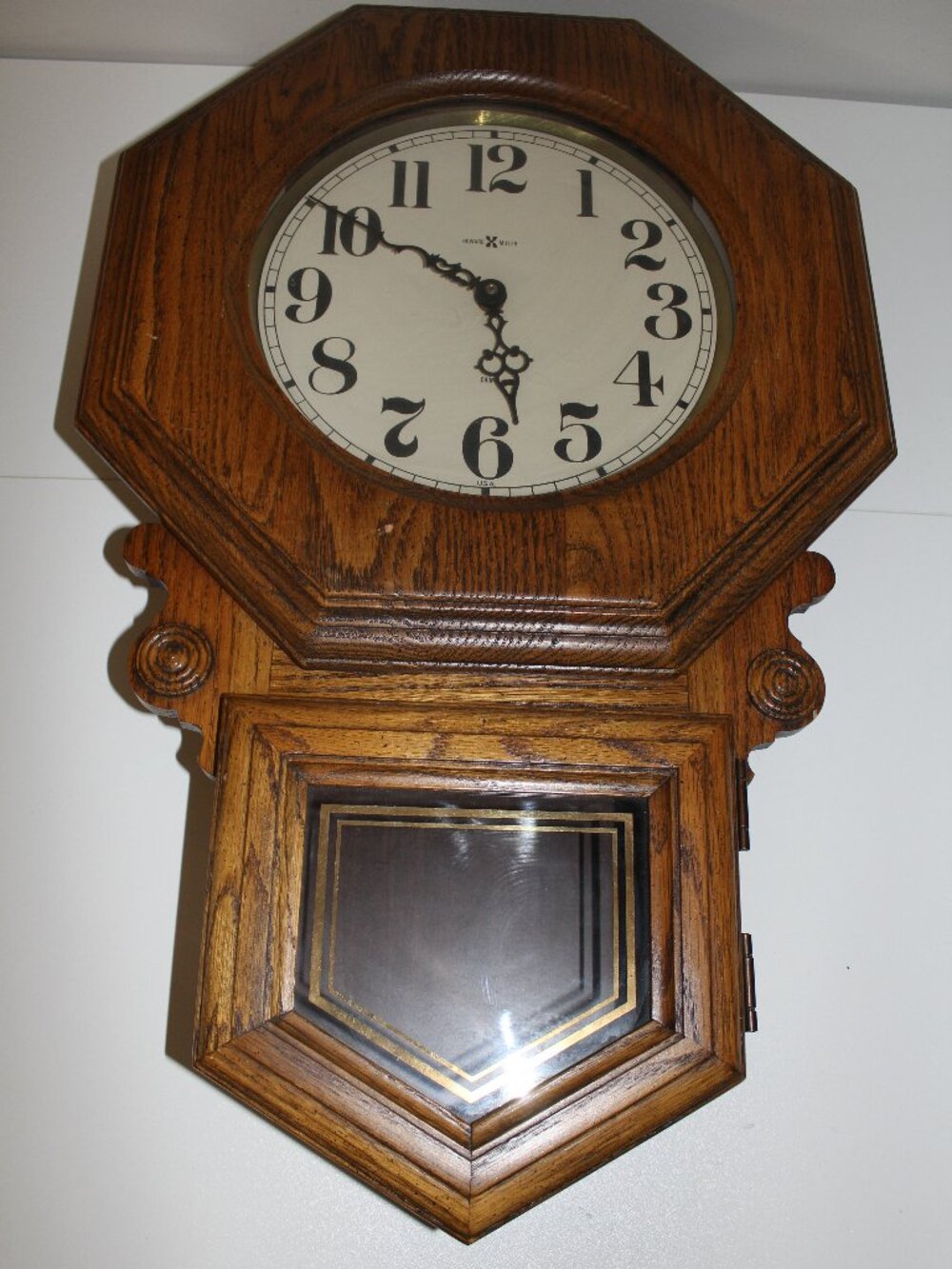 HOWARD MILLER Model 612-477 Vintage Dual Chime Pendulum Wall Clock-23x16” Tested